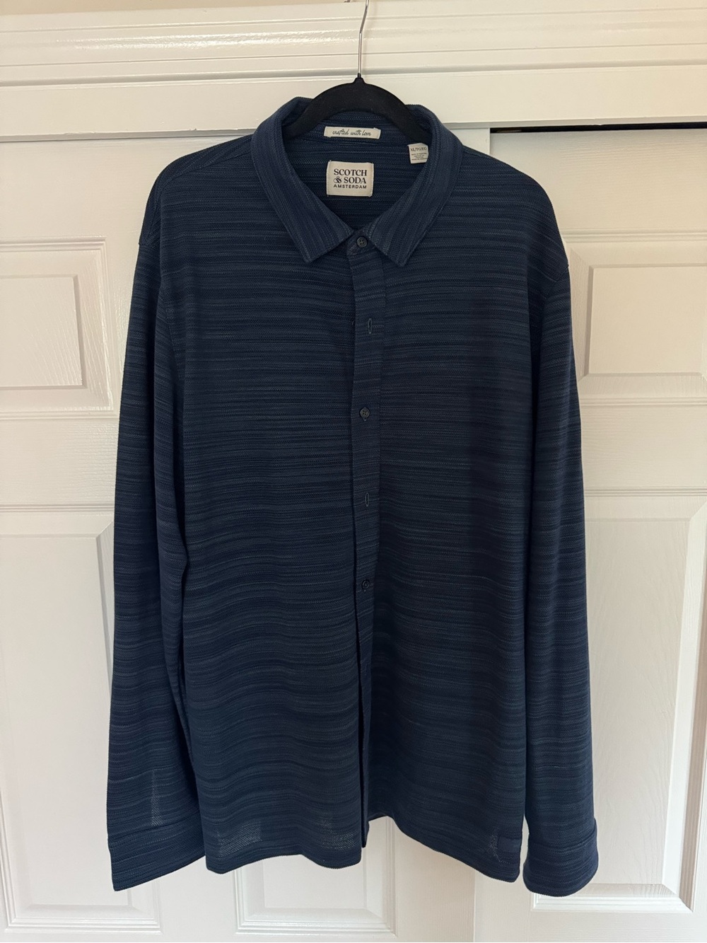 Scotch & Soda Men’s Navy Stripe Button-Up Shirt - Size XL